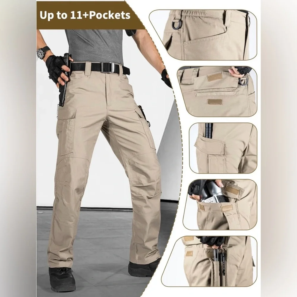 FREE SOLDIER Men's Water Resistant Pants Relaxed Tactical Cargo Pants Size:46x30 - Picture 4 of 16